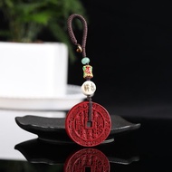 天然原礦硃砂精品紫金砂山鬼花錢平安扣  包掛 鑰匙扣 精品原創