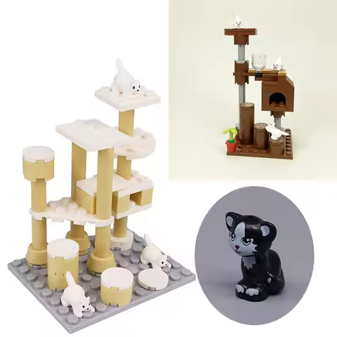 City Pet Shop Cat Climbing Frame MOC Building Blocks Family Animals Parts Bricks Toys Compatible Wit