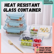 3pcs Microwave Safe Heat-Resistant Glass Container Set Tupperware Food Container ice Lunch Box Large-capacity Fresh-Keeping Box glass food storage