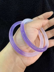 NEW Natural Rare bicolor agate Jade Bangle Round Thin Strip Hand Ring Exquisite Bracelet Fine Jadei