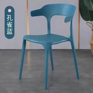 塑膠椅靠背椅家用牛角椅北歐奶茶店簡約椅耐磨損客廳休閒椅子