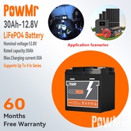 PowMr 12.8V 30AH 3000+ Cycle Life LiFePO4 Lithium Battery Rechargeable BMS Protection Mini Size LiFe