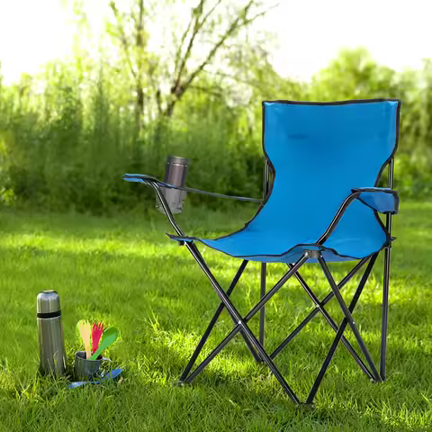 Small Camp Chair 80x50x50 Blue，Outdoor furniture - camping chairs, beach chairs