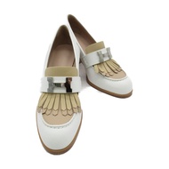 HERMES Elysee 70 高跟鞋鞋跟皮革白色米色二手女款 SHW 尺寸 35