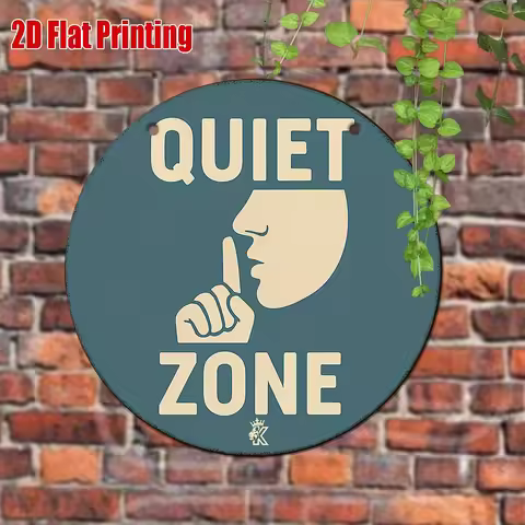 2D Flat Retro Metal Tin Sign Shhh Quiet Zone Decor for Door Library