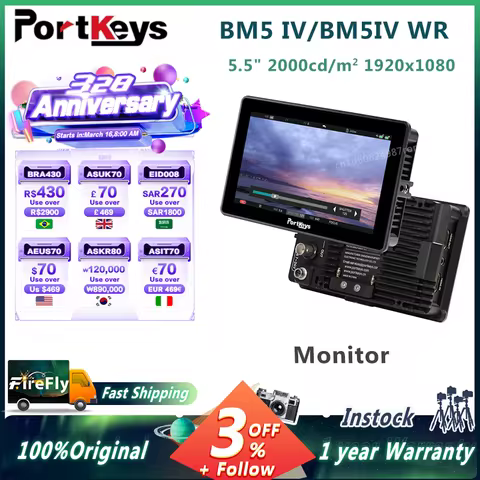 .Portkeys BM5 IV BM5IV WR 5.5” 2000nits 4K 60P HDMI-compatible 3G-SDIWide Color Gamut Camera Control