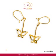 WELL CHIP Butterfly Gold Earring- 916 Gold/Anting-anting Emas - 916 Emas