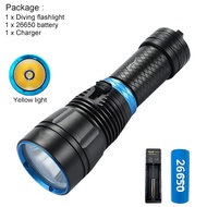 Asafee D185 Super Bright.XHP70 LED Professional Diving Flashlight white/yellow light Underwater 80M