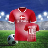 Personalized Denmark Soccer Jersey Custom Football Training Shirt with Name Number Men Women Youth T