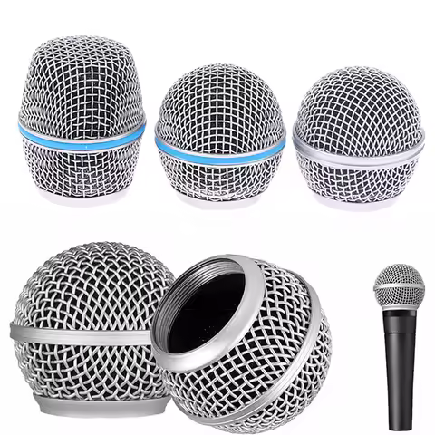Microphone Replacement Head Steel SM58 Mesh Handheld Microphone Grill Mesh Head Fits Shure Beta 57A 