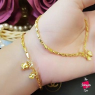 Gelang Perhiasan Wanita Dewasa Lapis Emas Model Rantai Padi/Balok Polos 18K