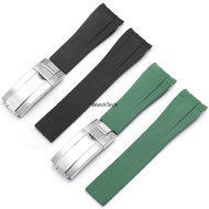 Curved End Silicone Rubber Watch Band Bracelet Strap Replacement for Rolex GMT Daytona Submariner
