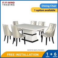 Marta Marble Dining Set/ Marble Dining Table/ Meja Makan 6 Kerusi/ Meja Makan Marble/ Meja Makan Set