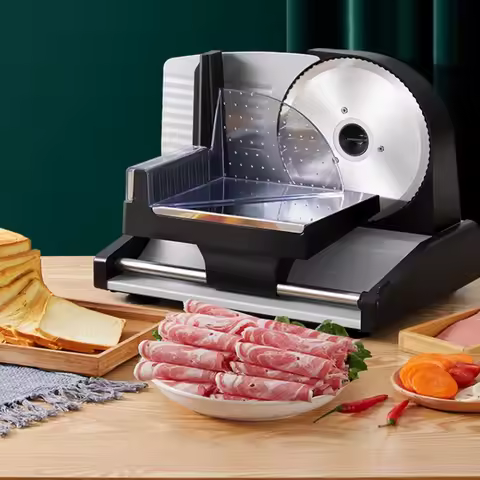 220V Electric Food Slicer Meat Food Household Desktop Meat Slicer Lamb and Beef Slicers 0-22mm Bread