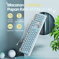 （Produk baru）Keyboard Wired Tahan Air Makaron Berwarna-Warni Keyboard for PC/Laptop