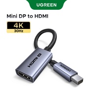 UGREEN Mini DP to HDMI conversion cable 0.2m @ 30Hz, Nylon braid for computer PC monitor Projector H