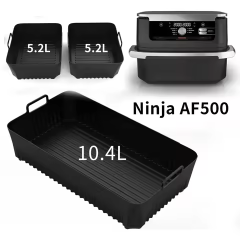 Rectangle Air Fryer Silicone Liners for Ninja AF500 Air Fryer Basket Replacement Dishwasher Safe Reu