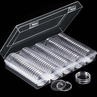 100Pcs Clear Coin Capsule Holder Case 27mm 30mm Transparent Collectable Coin Storage Box for Commemo