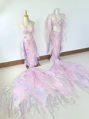 Mermaid Tail Flower Fairy Big Tail Gilded Sequins Aquarium Seaside Photoshoot Adult Swimsuit Cosplay