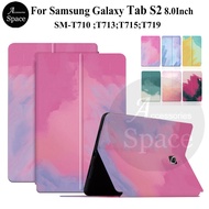 For Samsung Galaxy Tab S2 8.0 Tablet PC SM-T710 T713 T715 T719 8.0Inch Tablet Case High Quality Leather PU Casing Non-slip Watercolor Stand Flip Cover
