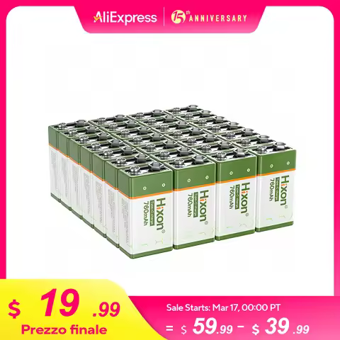 Hixon 2025 New Original 6F22 9V 760mAh+USB Fast Charging Line LI-ION Rechargeable Battery 9v Battery