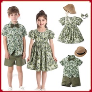 1-8Y Boys Girls Matching Clothes Summer Brother and Sister Outfit for Twins Floral Suit Hawaiian Out
