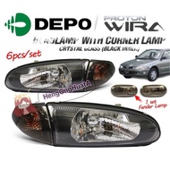 Depo Wira Crystal Glass Headlamp+Corner Lamp+Fender Lamp Black 6pcs/set 100% ORIGINAL DEPO Wira Crys