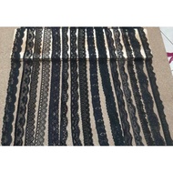 Black Stretch/Elastic/Small Rubber Lace 1.5cm to 2cm per roll 15 yards long