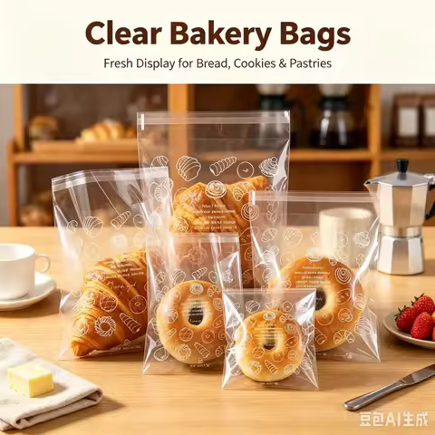 100/300pcs Clear Plastic Bread Bags Baking Food Fruit Packaging Self-adhesive Sealing Bag 18x15cm Fo