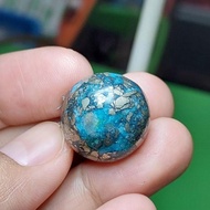 Batu Akik Pirus Persia Badar Perak Bulat Jenong Warna Biru