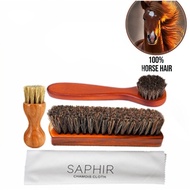 4Pcs Set Horse Hair Shoe Shine Brush Long Wood Handle Shoe Brush Shoe Cleaning Brush