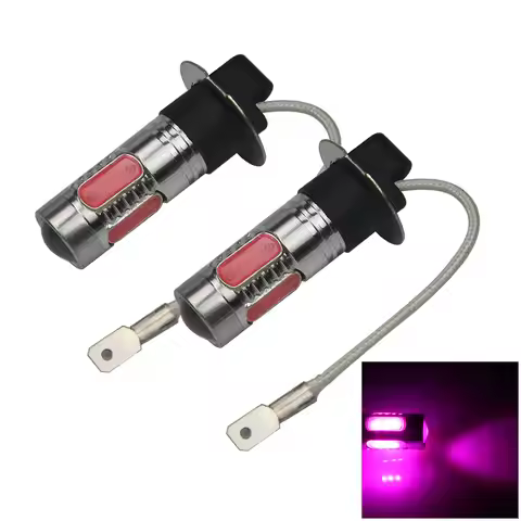 2x Pink Car H3 Exterior Light Head Blub 5 Emitters COB SMD LED PK22s/r H062-P