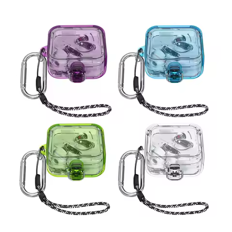 PC Headphone Shell Clear Candy Color Wireless Headphones Cover With Lanyard Hook On-off Snap Fall-pr