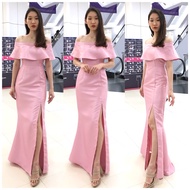 [พร้อมส่ง] [LUXURY707] เดรสทรงเปิดบ่าปิดแขน (VO9342-1)