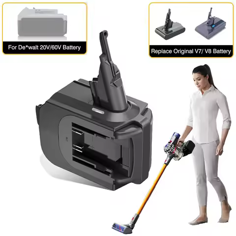 For Dewalt 20V Battery,2-in-1 V7/V8 Double Battery Adapter Work for Dyson V7/V8 Series Handheld Vacu