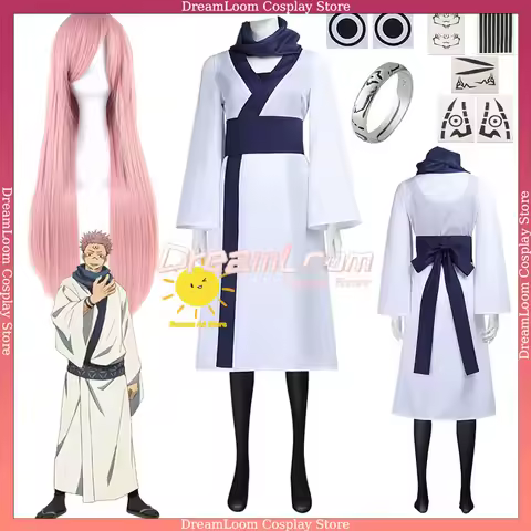 Anime Women Ryomen Sukuna Cosplay Costumes Underwear Coat Scarf Sukuna Suits Wig Tattoo Ring Hallowe