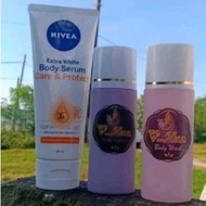 PUTIH UNGU Hb Vskin super purple with white lid (1 complete package of Hb night and nivea soap)