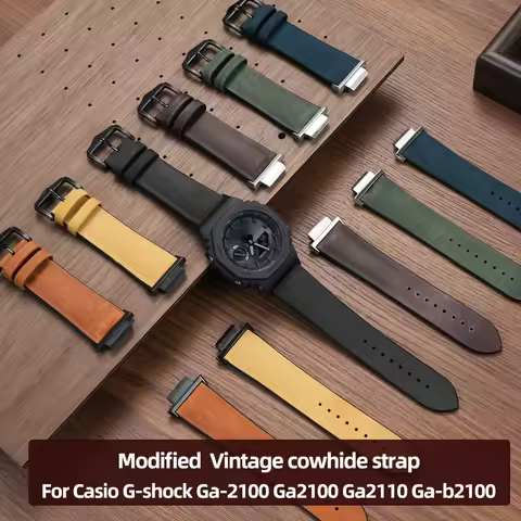 Modified Watchband For Casio G-shock Ga-2100 Vintage cowhide strap Ga2100 Ga2110 Ga-b2100 series Wat