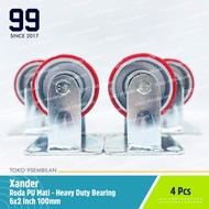 Xander Heavy Duty Dead PU Wheels 4 x 2inch 100mm 4Pcs Cart Trolley