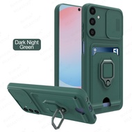 Trượt camera Ốp bảo vệ cho Samsung S24 FE ngăn đựng thẻ dạng nhẫn từ tính chống sốc coque trên Samsu