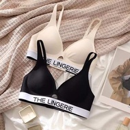 suji bra uniqlo bra Japanese sporty style letter underwireless deep V vest small chest not empty cup thin triangle cup seamless bra underwear