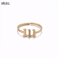 Stainless Steel Ring Angel Number 111 222 333 444 555 666 777 888 999 Rings For Women Men Adjustable