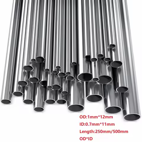 1-10pcs 304 Stainless Steel Round Capillary Seamless Straight Tube 1mmx0.7mm 4x3mm6x4mm8x6mm10x8mm10
