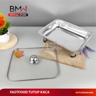 BMW Kitchen Ware - Tempat Prasmanan wadah lauk sayur Fast Food Tutup Kaca hidangan stainless