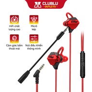 -CLUBLU- Tai Nghe Nhét Tai Gaming G10 Chống Ồn Kẹp Tai Cho Máy Tính Điện Thoại Có Mic Rời