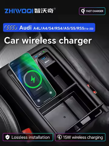 For Audi A4 A4L A5 S4 S5 B9 Car Wireless Charger Fast Charging Mobile Phone Charging Holder Accessor