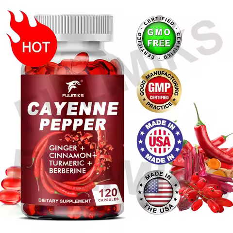 Cayenne Pepper Capsules, Supports Cardiovascular Health, Improves Digestion & Blood Circulation, Cap