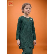Gio Fabrics Kids Baju Kurung Pahang Moden Delayla - Emerald Green