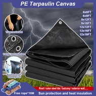 Black Multipurpose Canvas Tarpaulins 6x6FT 6x9FT 9x12FT 9x16FT 12x12FT 12x16FT 12x19FT Heavy Duty Tr