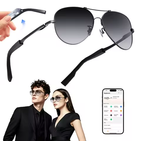 Headwolf AI Audio Glasses, AI Translation and Voice assistant. Built-in Titanium Memory Frame with D